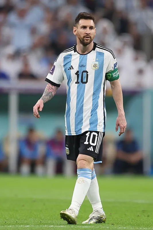 Lionel Messi celebrating in front of Argentine fans